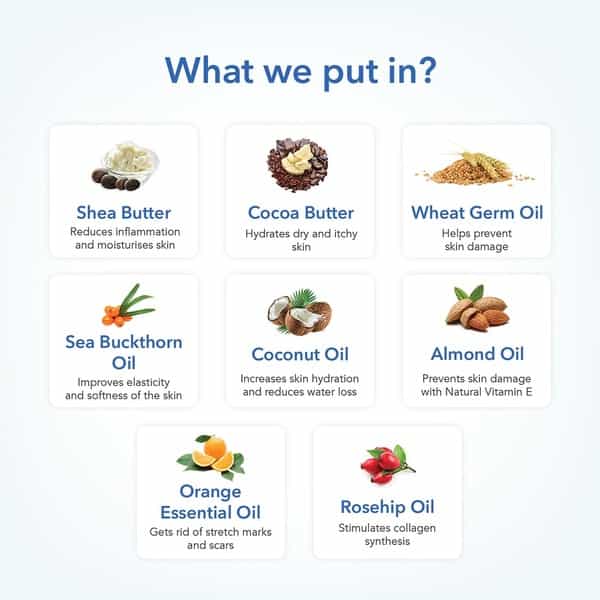 The Moms Co. 7 In 1 Natural  Stretch Bio Oil -100 Ml And Natural Body Butter -100G  Kit Of 2