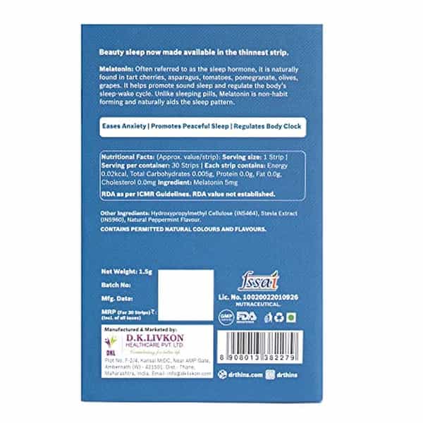 Dr.thins Sleepmint Natural Sleep Inducer Clinically Approved Plant Based Melatonin - 30 Oral Strip