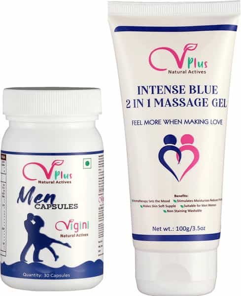 Vigini Energy Stamina Testosterone Booster 30 Caps + Cool Blue Sensual Lubricant Massage Gel 100Ml
