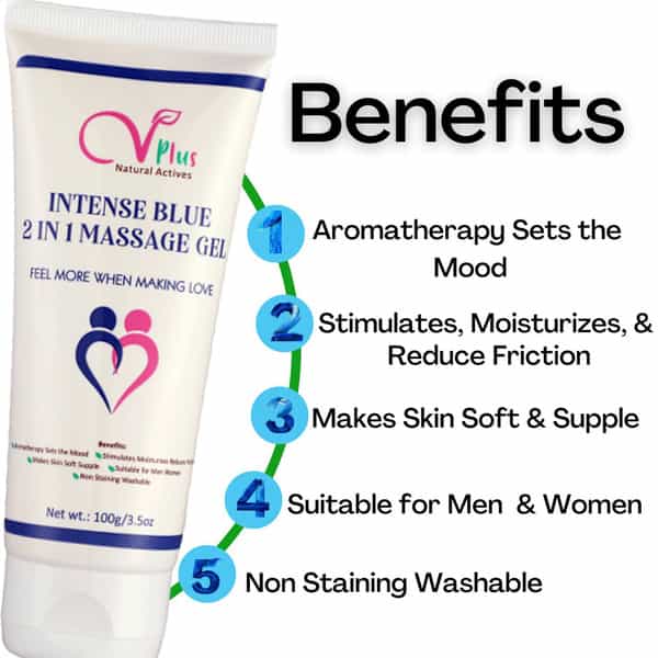 Vigini Energy Stamina Testosterone Booster 30 Caps + Cool Blue Sensual Lubricant Massage Gel 100Ml
