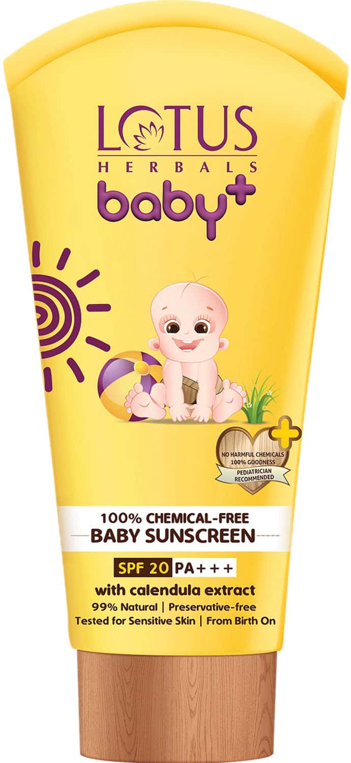 Lotus Herbals Baby+ Herbals100% Chemical-Free Baby Sunscreen - 100 Gm Spf 20 Pa+++
