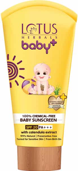 Lotus Herbals Baby+ Herbals100% Chemical-Free Baby Sunscreen - 100 Gm Spf 20 Pa+++