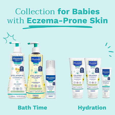 Mustela Stelatopia Cleansing Gel With Sunflower - Baby Cleanser Face & Body Wash - Tear Free
