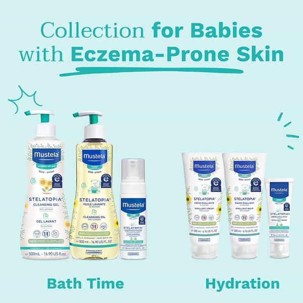 Mustela Stelatopia Cleansing Gel With Sunflower - Baby Cleanser Face & Body Wash - Tear Free