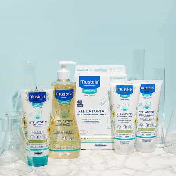 Mustela Stelatopia Cleansing Gel With Sunflower - Baby Cleanser Face & Body Wash - Tear Free