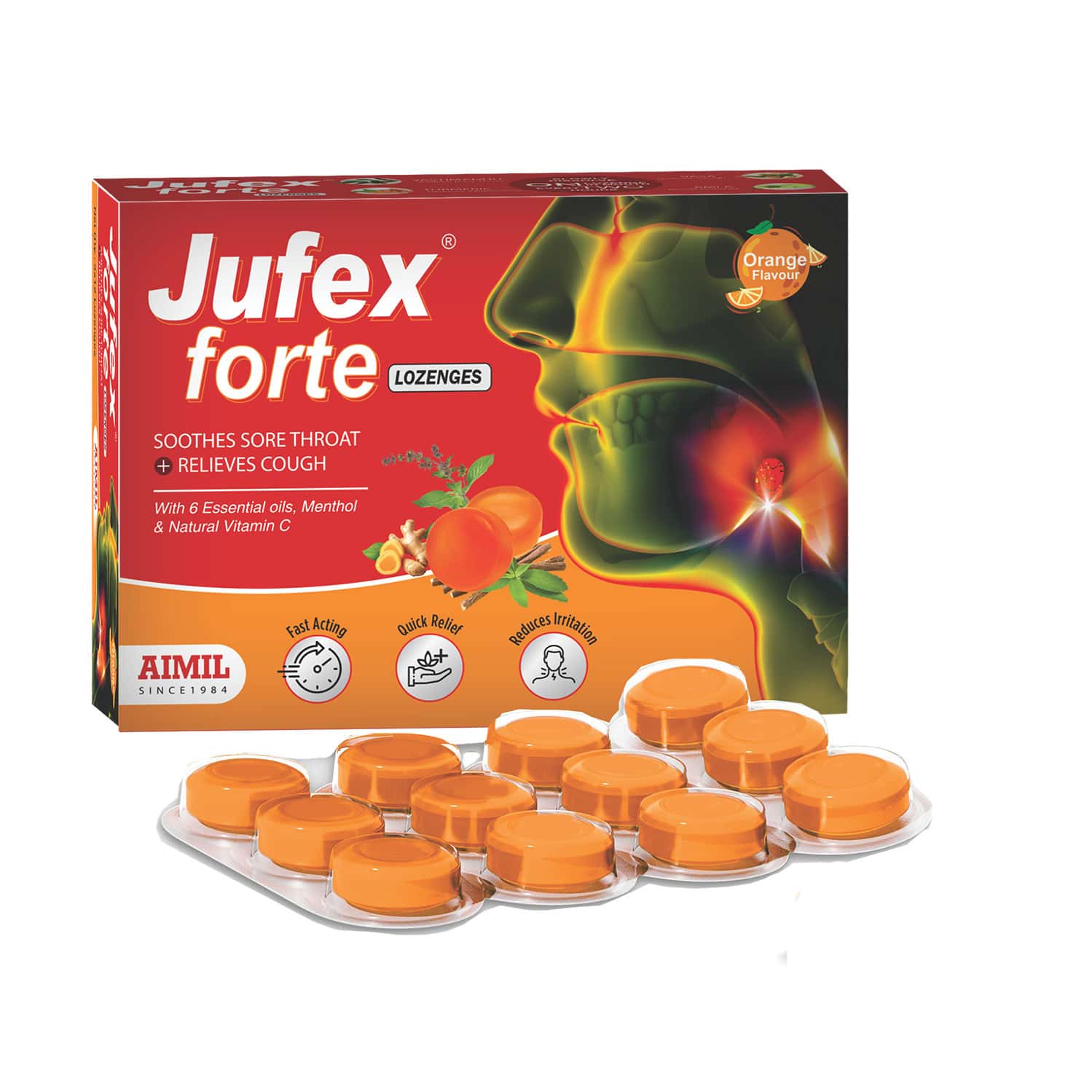 Aimil Jufex Forte Strip Of 12 Lozenges (Pack Of 3)