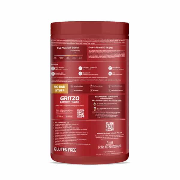 Gritzo Supermilk Growth+ Iron Man (13+Y Boy) | 13G Protein Powder (Double Chocolate | 400G)