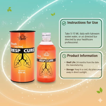 Cipzer Respicure Syrup 500ml | Supports Respiratory Health & Cold-Cough Symptom Relief