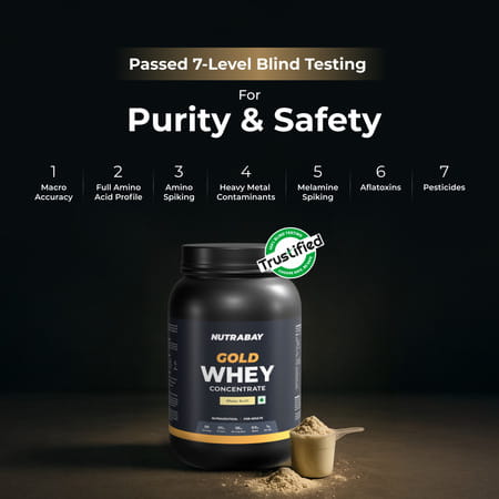 Nutrabay Gold 100% Whey Protein Concentrate|25g Protein|Muscle Support & Recovery|Malai Kulfi | 1 Kg