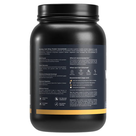 Nutrabay Gold 100% Whey Protein Concentrate|25g Protein|Muscle Support & Recovery|Malai Kulfi | 1 Kg