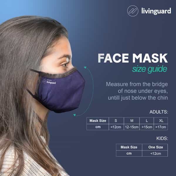 Livinguard Pro Mask | 3 Layers | >95% Filtration Washable & Reusable Cotton Mask L - Bombay Blue