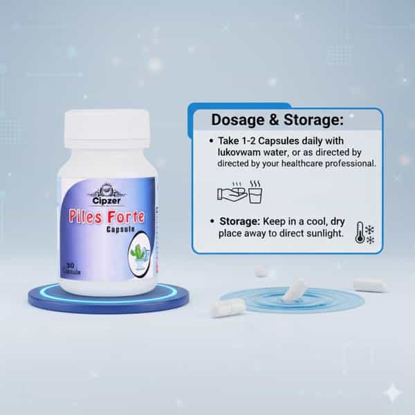 Cipzer Piles Forte 60 Capsules | Supports Anorectal Comfort| Digestion & Rectal Wellness