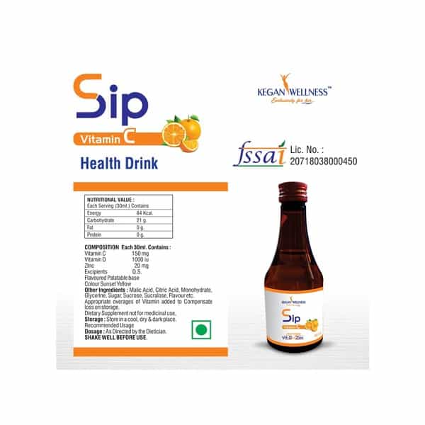Kegan Wellness Sip Orange (Vitamin C) Bottle Of 100 Ml
