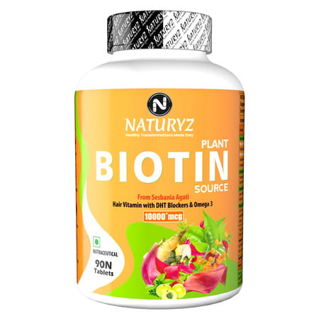 Naturyz 100% Plant Based Biotin With Dth Omega 3 For Strong Hairs, Nails, Glowing Skin (90 Tablets)