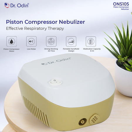 Dr. Odin Ons 105 Smart Portable Nebulizer | Whisper Quiet Operation | Stylish White & Beige