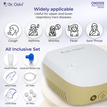 Dr. Odin Ons 105 Smart Portable Nebulizer | Whisper Quiet Operation | Stylish White & Beige