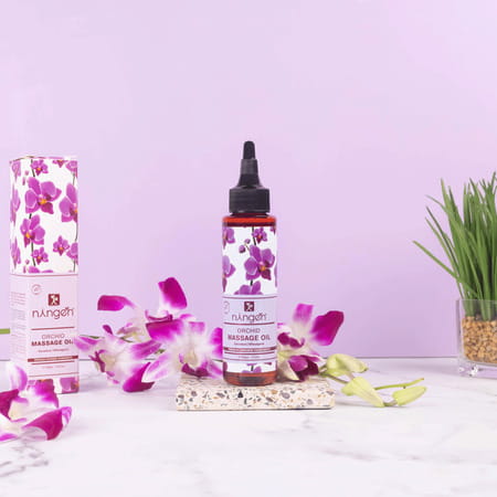 Ningen Orchid Massage Oil Enriched With Geranium Wheatgerm Relieve Stress And Restore Youth-100 Ml