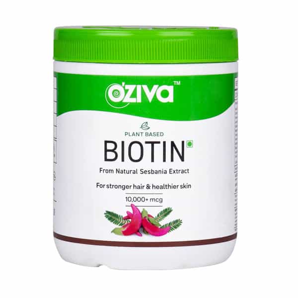 Oziva Biotin 10000+ Mcg (With Amla | Sesbania) | Natural Biotin For Hair Growth & Skin 125Gm