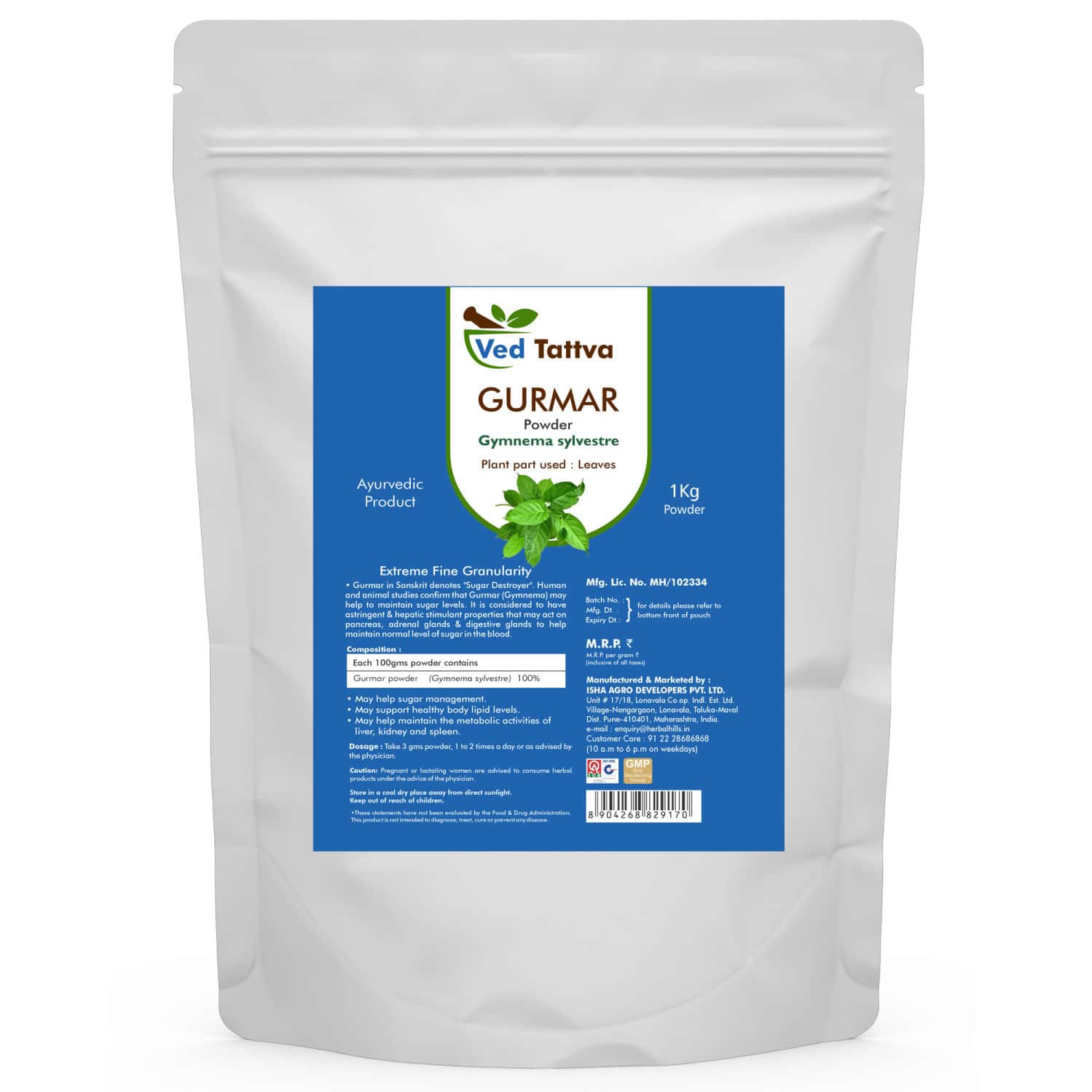 Ved Tattva Gurmar Powder - 1 Kg Madhunashini Powder