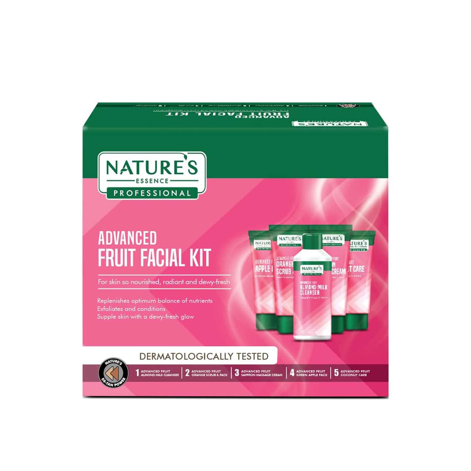Nature's Essence Gentle Fruit Facial Kit | Nourished Radiant Skin | Fruit Extracts & Vit E | 249g