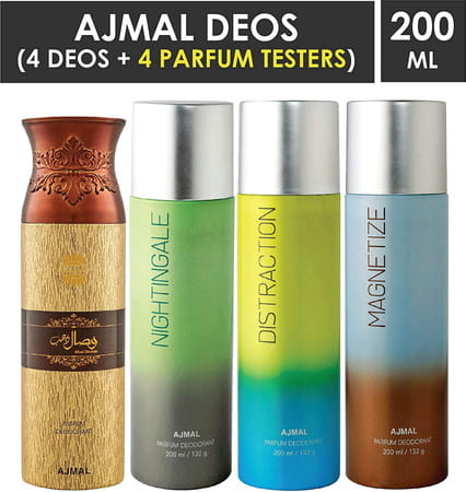 Ajmal 1 Wisal Dhahab For Men 1nightingale 1 Distraction 1 Magnetize Unisex Deodorant Combo Pack Of 4