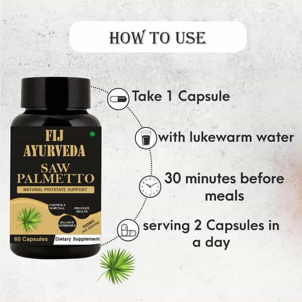 Fij Ayurveda Saw Palmetto Extract Capsules For Men & Women 500Mg 60 Veg Capsules (Pack Of 1)