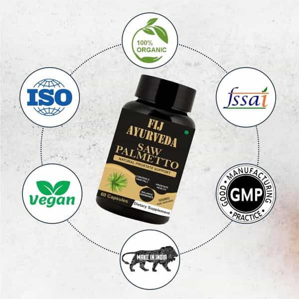 Fij Ayurveda Saw Palmetto Extract Capsules For Men & Women 500Mg 60 Veg Capsules (Pack Of 1)