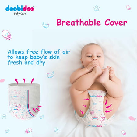 Doobidoo Baby Pants - Large Size Diapers (96 Count) - With Anti Leak Side Cuffs (9-14 Kgs)