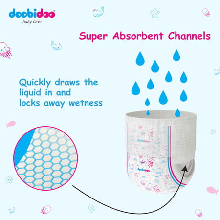 Doobidoo Baby Pants - Large Size Diapers (96 Count) - With Anti Leak Side Cuffs (9-14 Kgs)