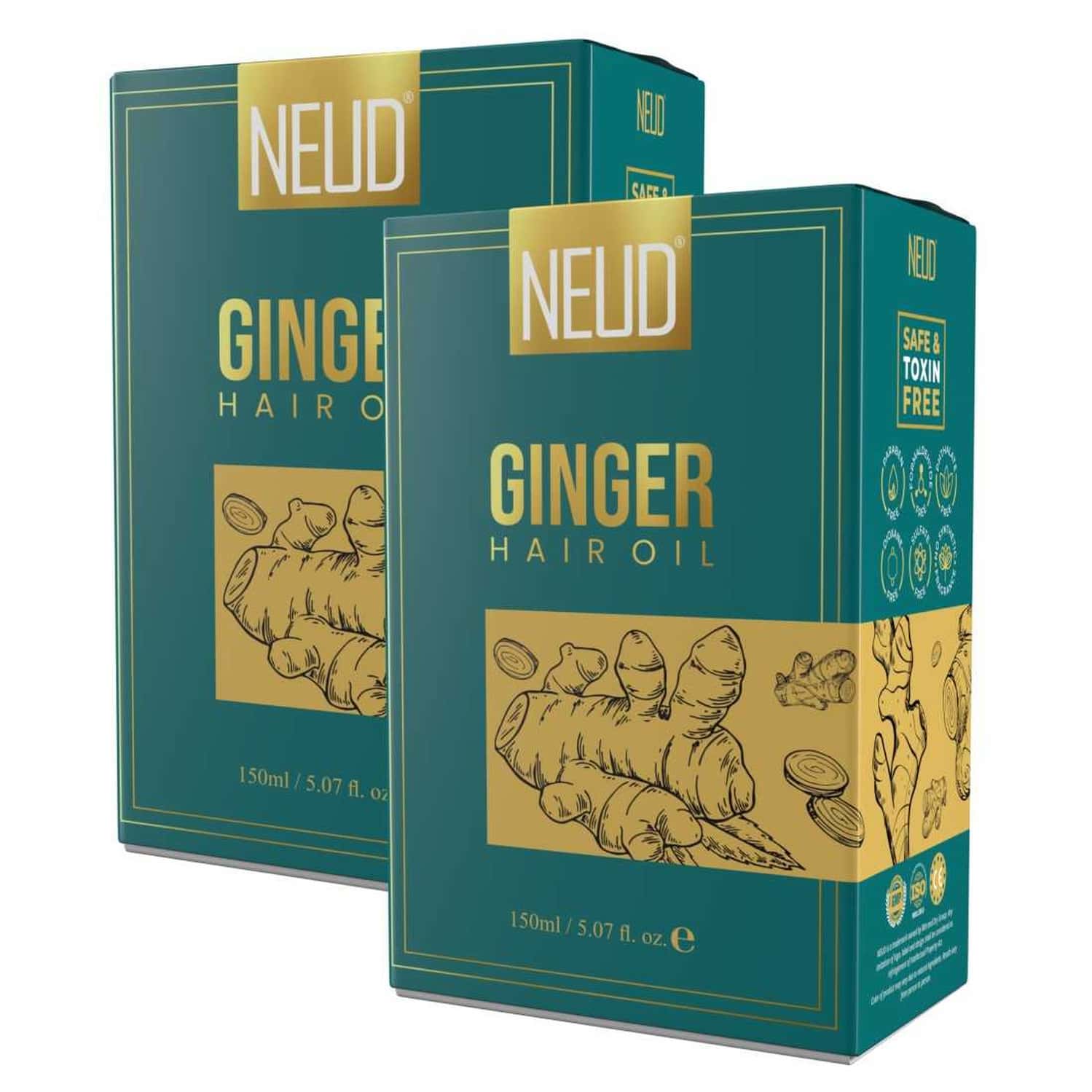 Neud Premium Ginger Hair Oil For Men & Women - 2 Packs (150ml Each)