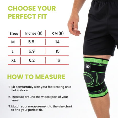 Actifit Knee Support With Adjustable Band Green Colour - Compression Brace - Size L