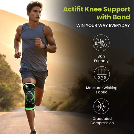 Actifit Knee Support With Adjustable Band Green Colour - Compression Brace - Size L