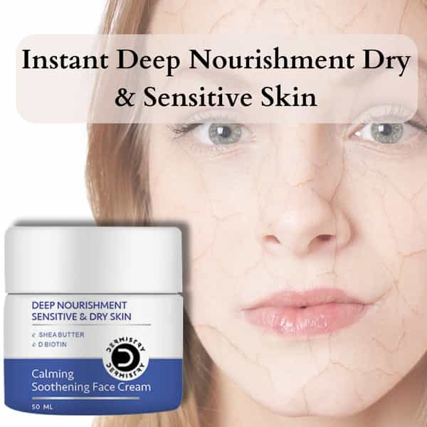 Dermistry Sensitive & Dry Skin Hydrating Deep Moisturizer Face Cream Shea Butter Hyaluronic Acid