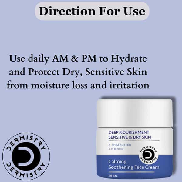 Dermistry Sensitive & Dry Skin Hydrating Deep Moisturizer Face Cream Shea Butter Hyaluronic Acid