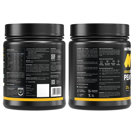 Nutrabay Gold Pea Protein Powder | 25G Protein | 4.6G Bcaa | 5G Fiber | French Vanilla - 500G