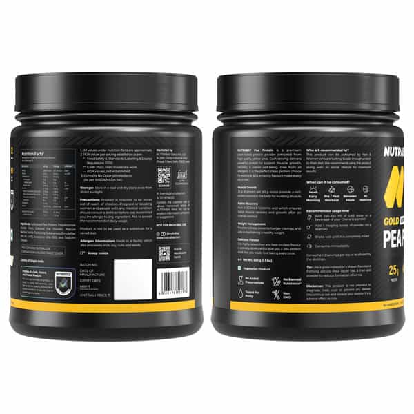 Nutrabay Gold Pea Protein Powder | 25G Protein | 4.6G Bcaa | 5G Fiber | French Vanilla - 500G