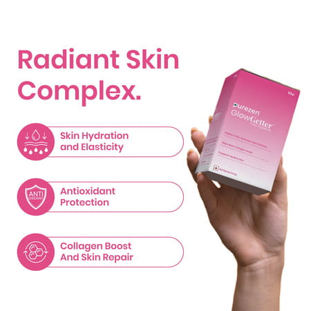 Purezen Glowgetter | Skin Radiance | Collagen Hyaluronic Acid Glutathione Biotin - 60 Capsules