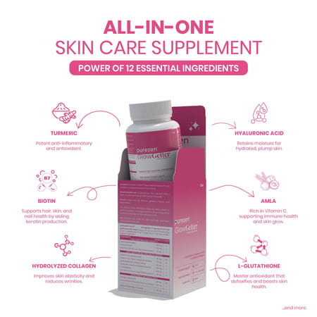 Purezen Glowgetter | Skin Radiance | Collagen Hyaluronic Acid Glutathione Biotin - 60 Capsules