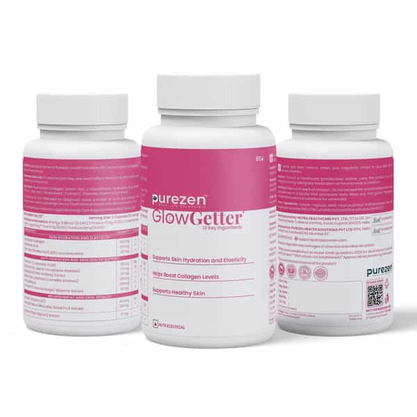 Purezen Glowgetter | Skin Radiance | Collagen Hyaluronic Acid Glutathione Biotin - 60 Capsules