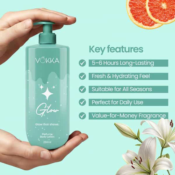 Vokka Glow & Roots Perfume Body Lotion Combo 250Ml X 2 | Fruity Floral & Citrus Honey Vanilla Musk