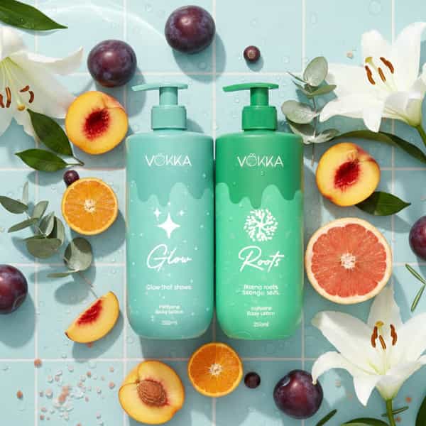 Vokka Glow & Roots Perfume Body Lotion Combo 250Ml X 2 | Fruity Floral & Citrus Honey Vanilla Musk