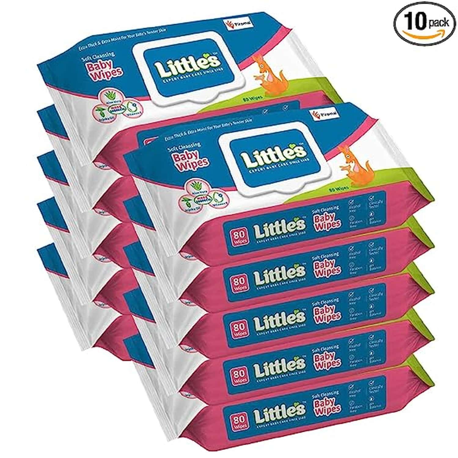 Little'S Soft Cleansing Baby Wipes (80 Wipes | Lid Pack Of 10)