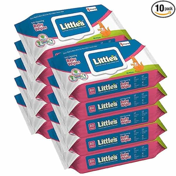 Little's Soft Cleansing Baby Wipes (80 Wipes | Lid Pack Of 10)