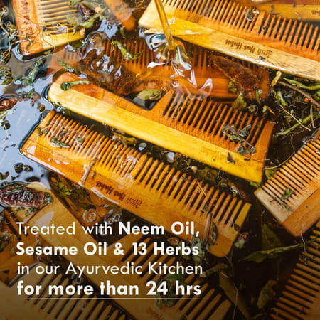 Nat Habit Kacchi Neem Comb | Wooden Comb For Hair Growth (Wide Tooth)