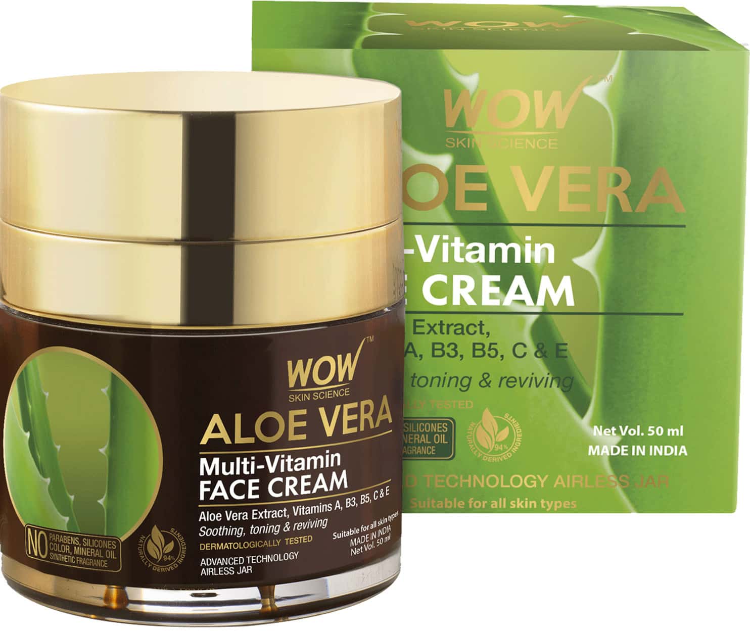 Wow Skin Science Aloe Vera Multi-Vitamin Face Cream - 50 Ml