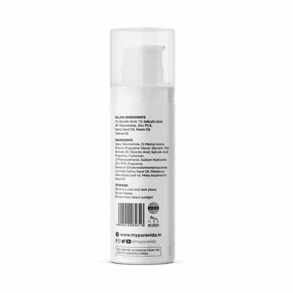 Pura Vida Aha Bha Anti Acne Gel | Reduces Acne Scars With 4% Niacinamide & 1% Salicylic Acid (30 Ml)