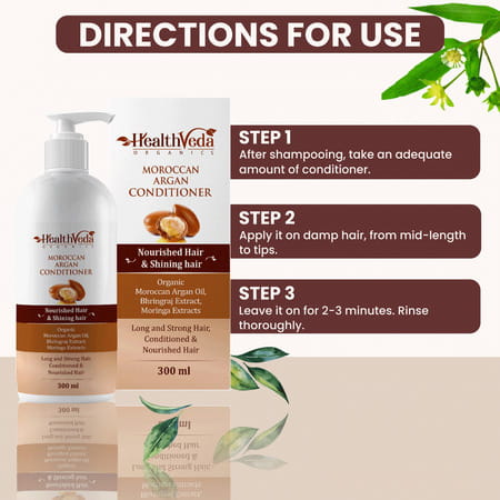 Health Veda Organics Moroccan Argan Conditioner For Long | Strong | Nourished & Shiny Hair (300 Ml)