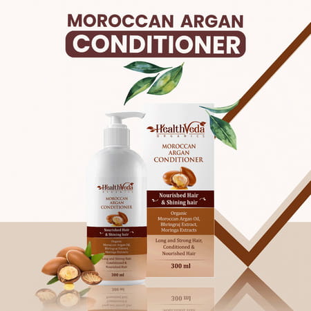 Health Veda Organics Moroccan Argan Conditioner For Long | Strong | Nourished & Shiny Hair (300 Ml)