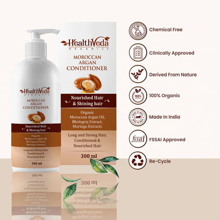 Health Veda Organics Moroccan Argan Conditioner For Long | Strong | Nourished & Shiny Hair (300 Ml)