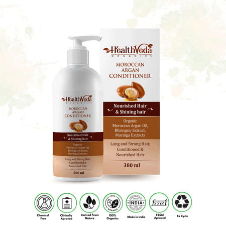 Health Veda Organics Moroccan Argan Conditioner For Long | Strong | Nourished & Shiny Hair (300 Ml)